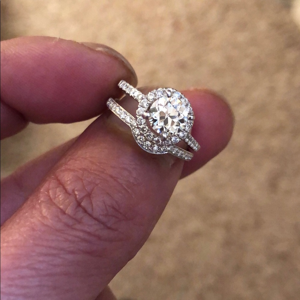2 pc 14k white Gold engagement ring